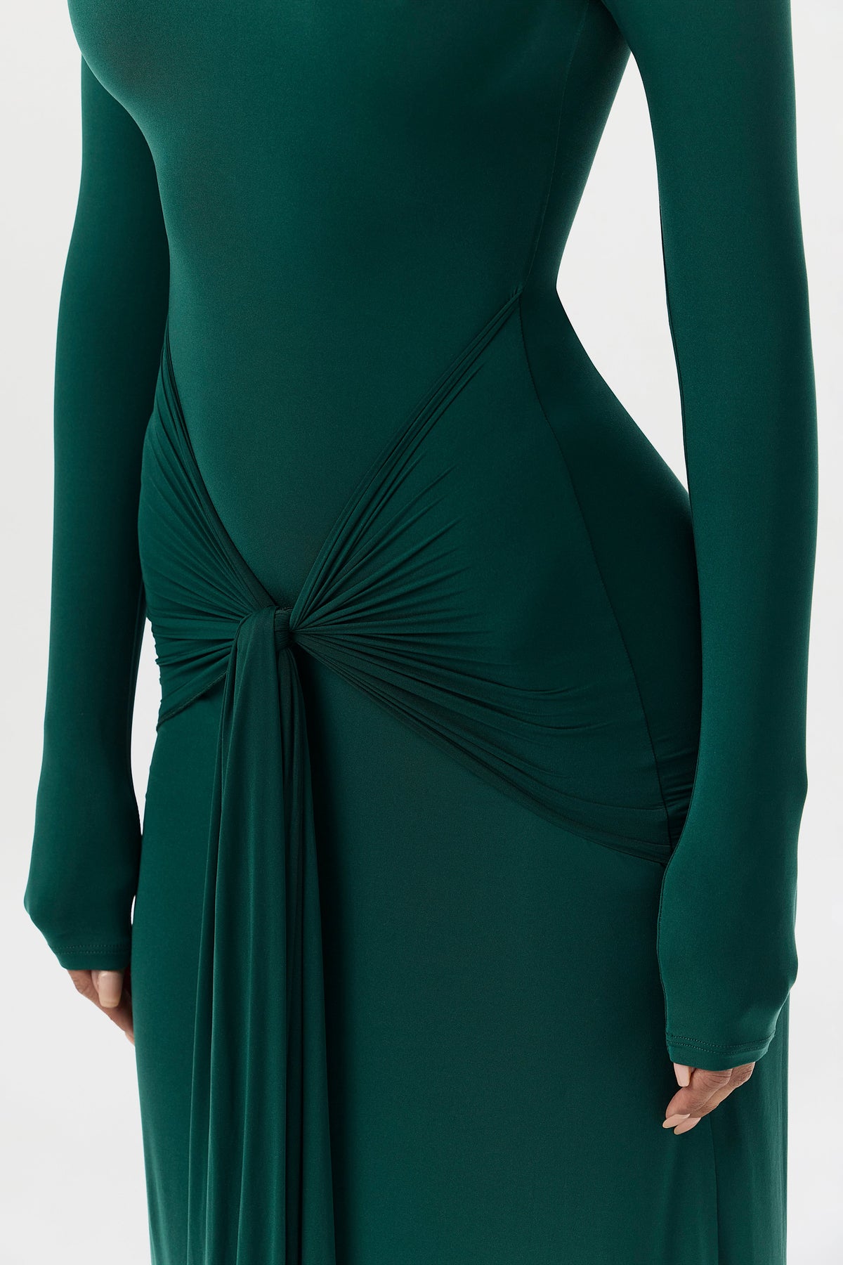 Naked Mock Neck Drape Tie Dress