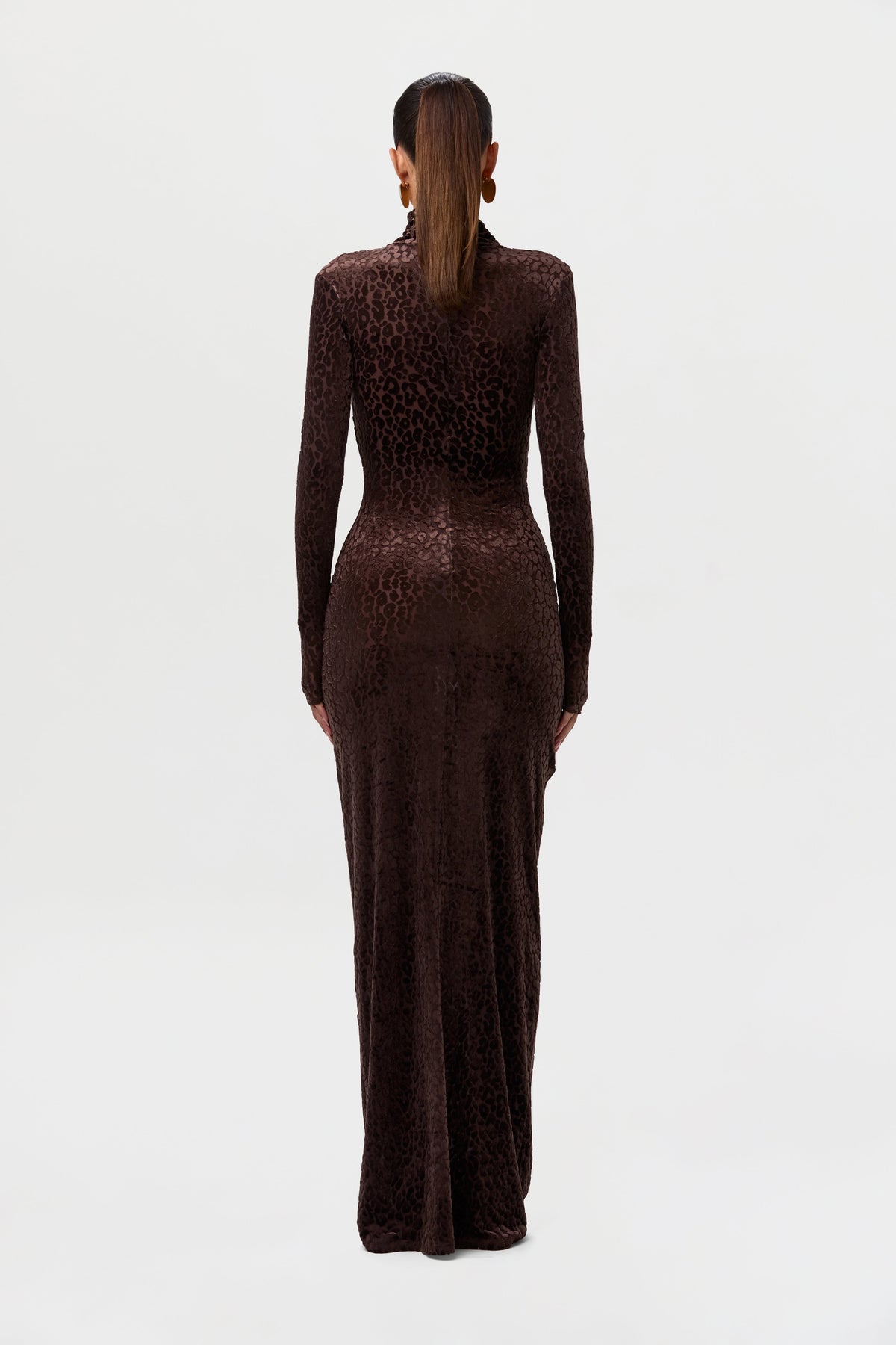 Burnout Print Turtleneck Maxi Dress