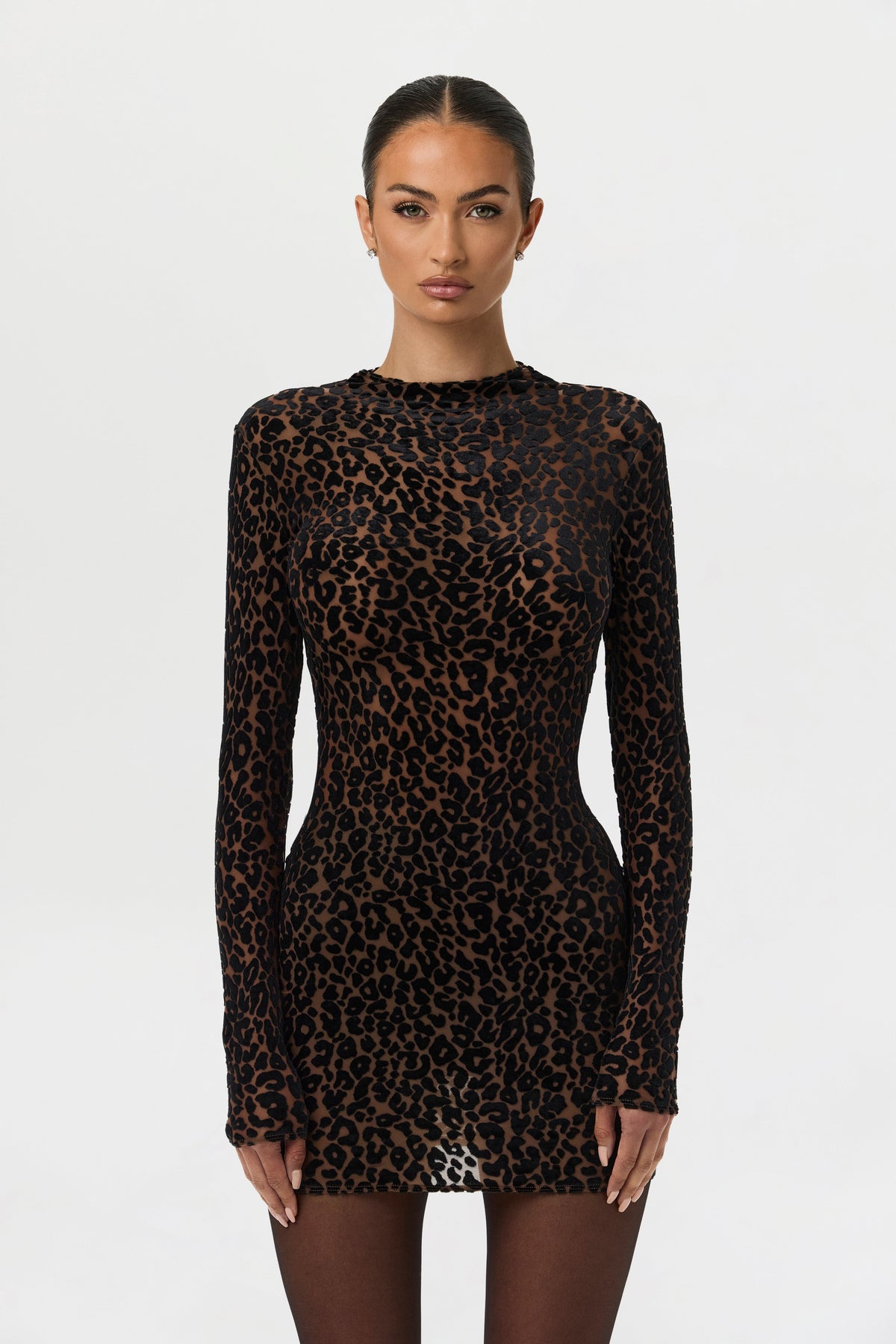 Burnout Print Mini Dress