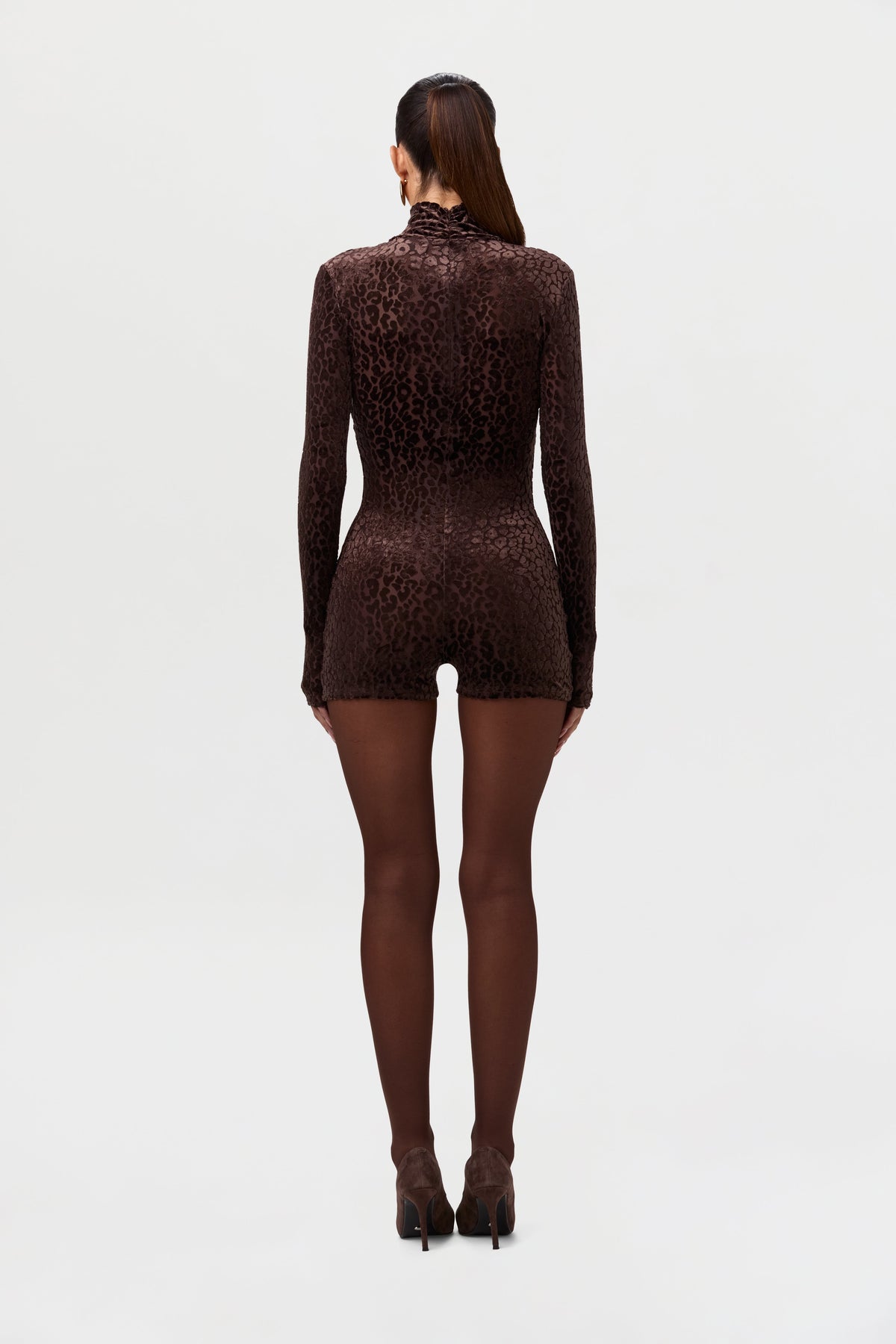 Burnout Print Turtleneck Romper