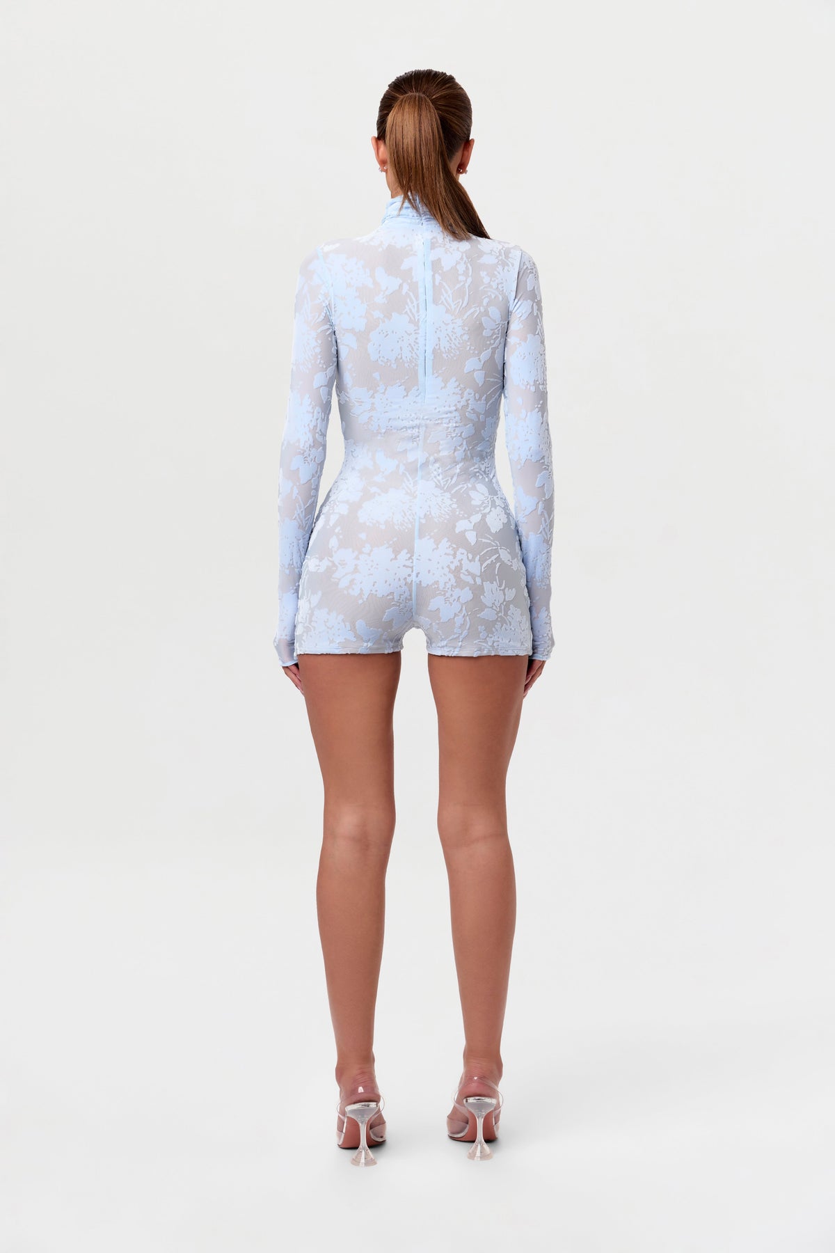 Burnout Print Turtleneck Romper