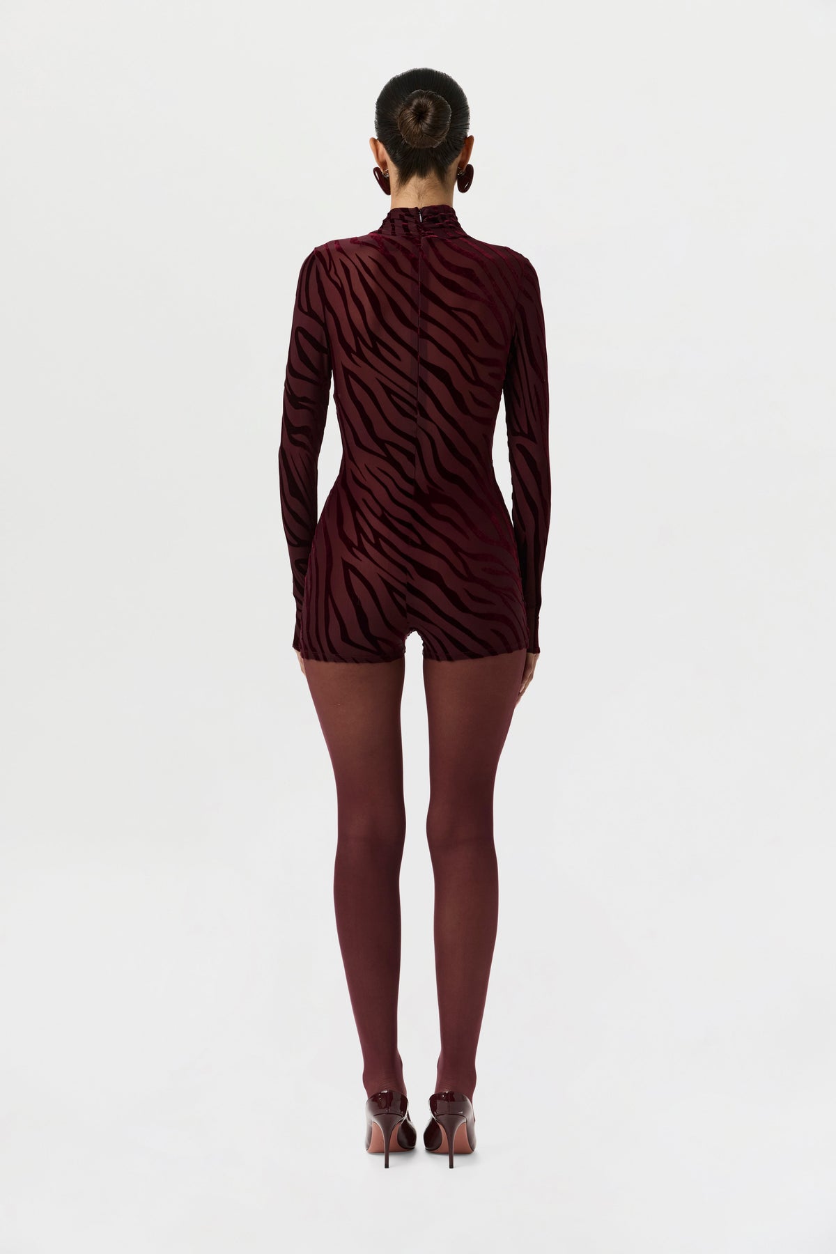 Burnout Print Turtleneck Romper