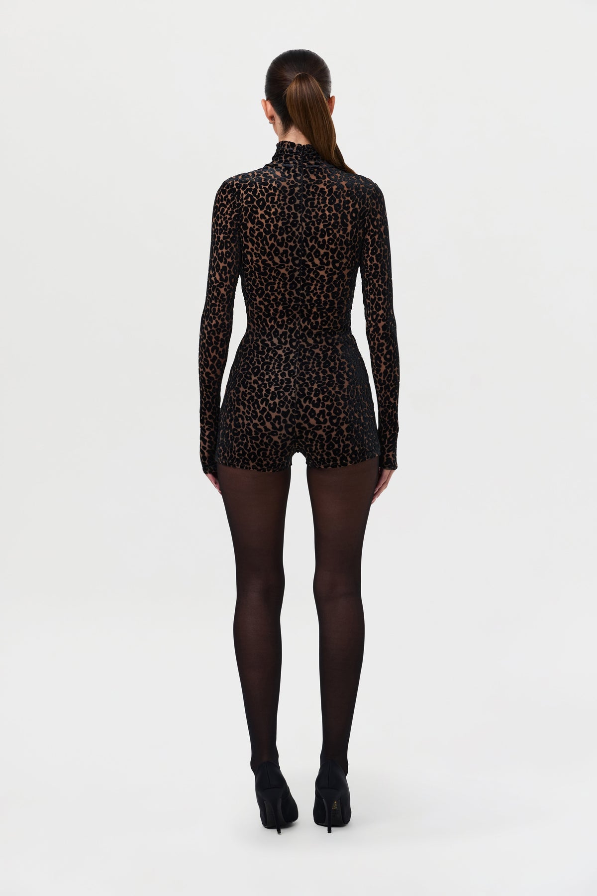 Burnout Print Turtleneck Romper