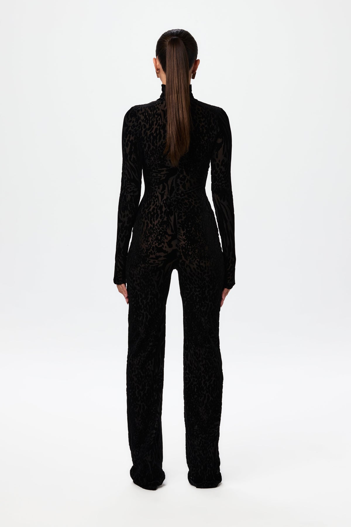 Burnout Print Turtleneck Jumpsuit