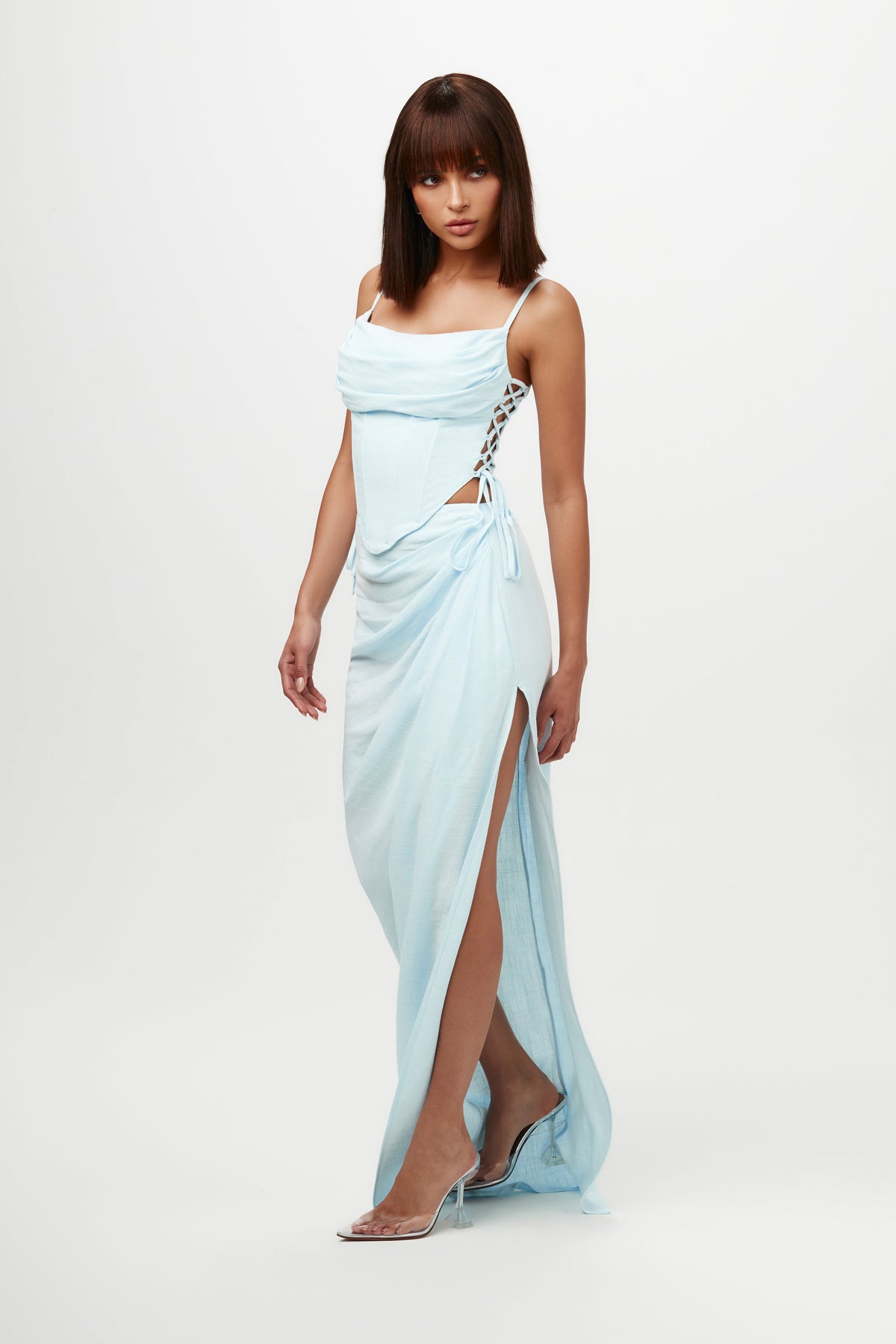 Linen High Slit Maxi Skirt