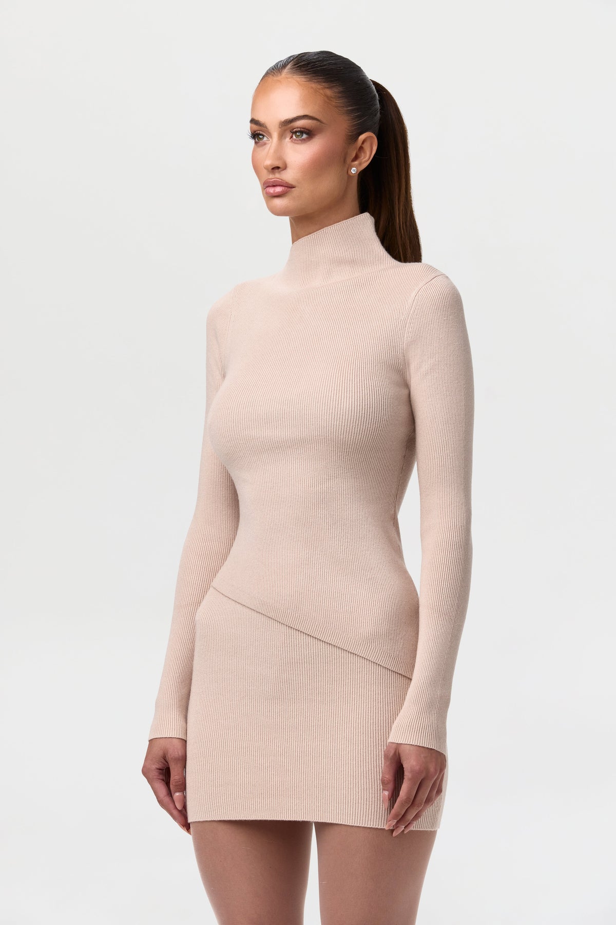 Ribbed-Knit Asymmetric Top