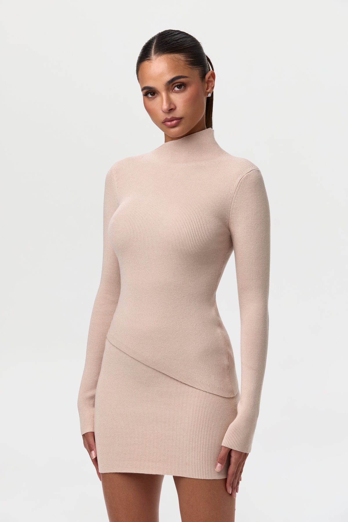 Ribbed-Knit Asymmetric Top