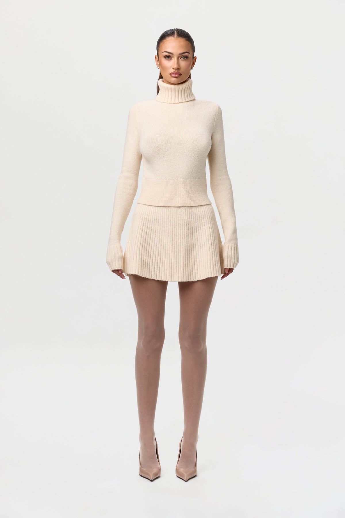 Knit Ribbed A-Line Mini Skirt