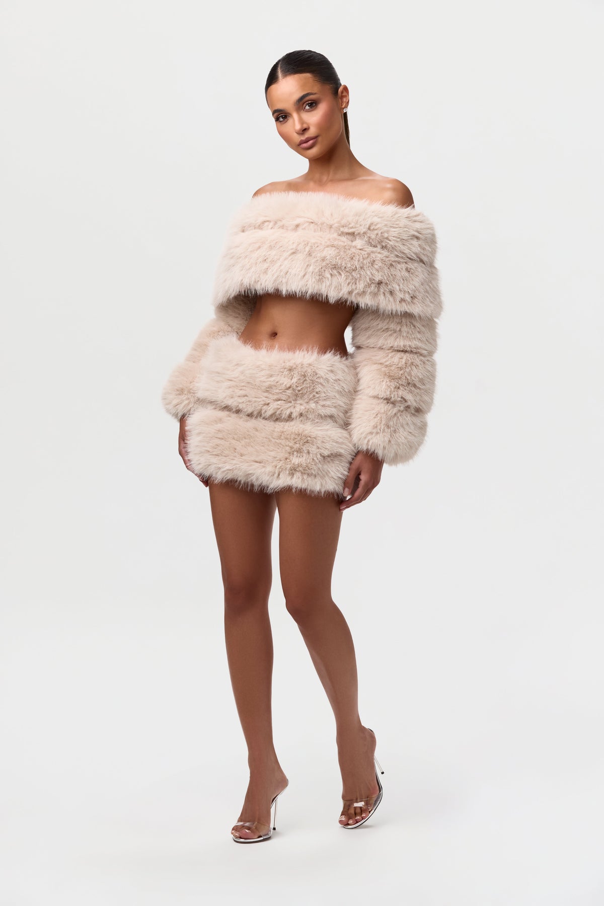 Faux Fur Pelted Off-Shoulder Top