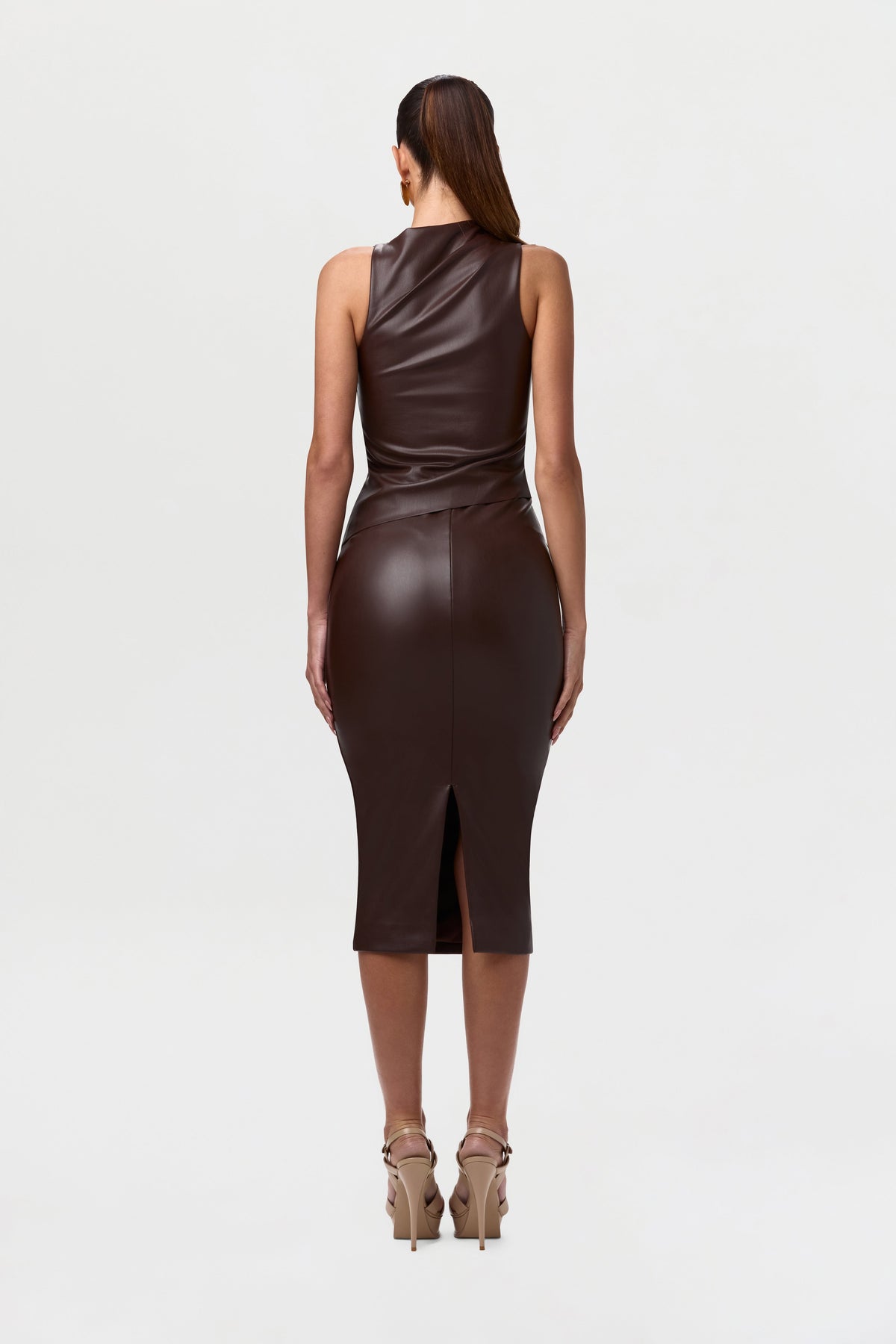 Vegan Leather Midi Skirt