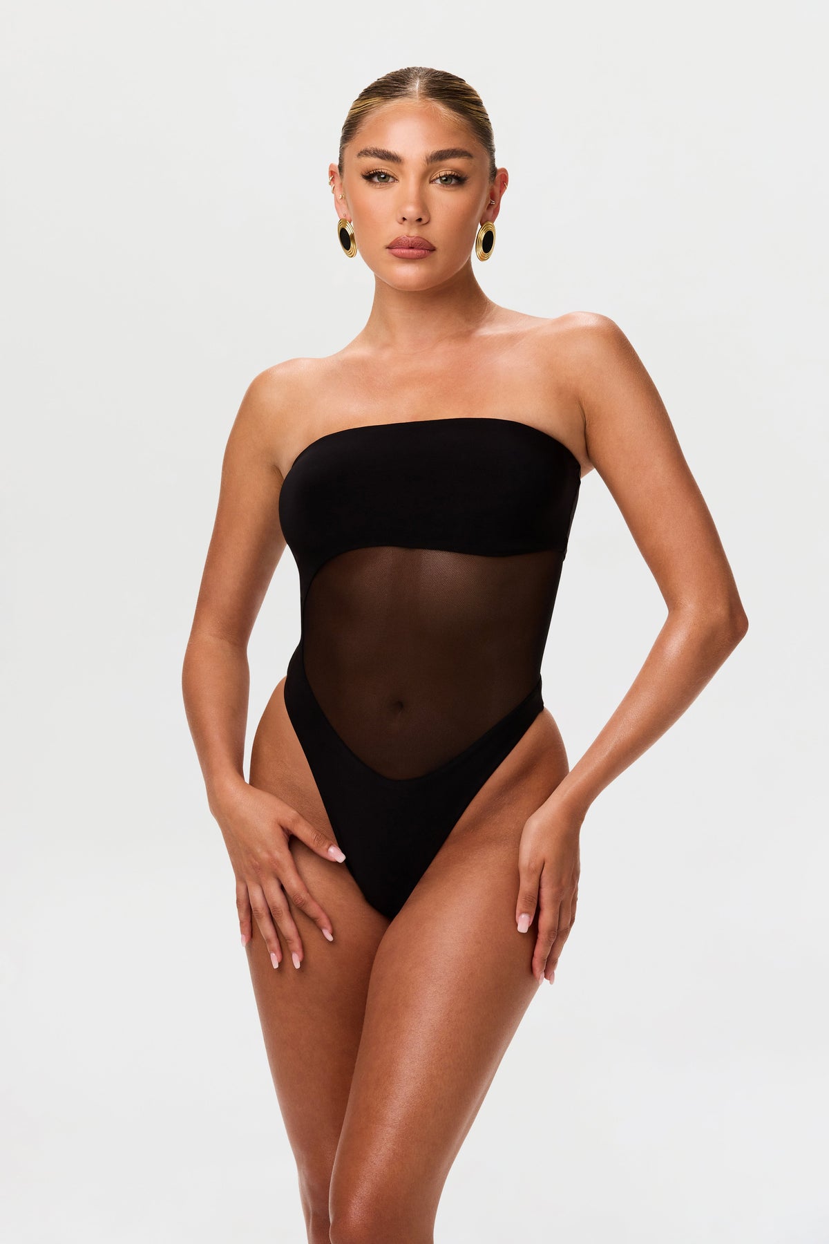 Mesh Tube Contrast Swimsuit