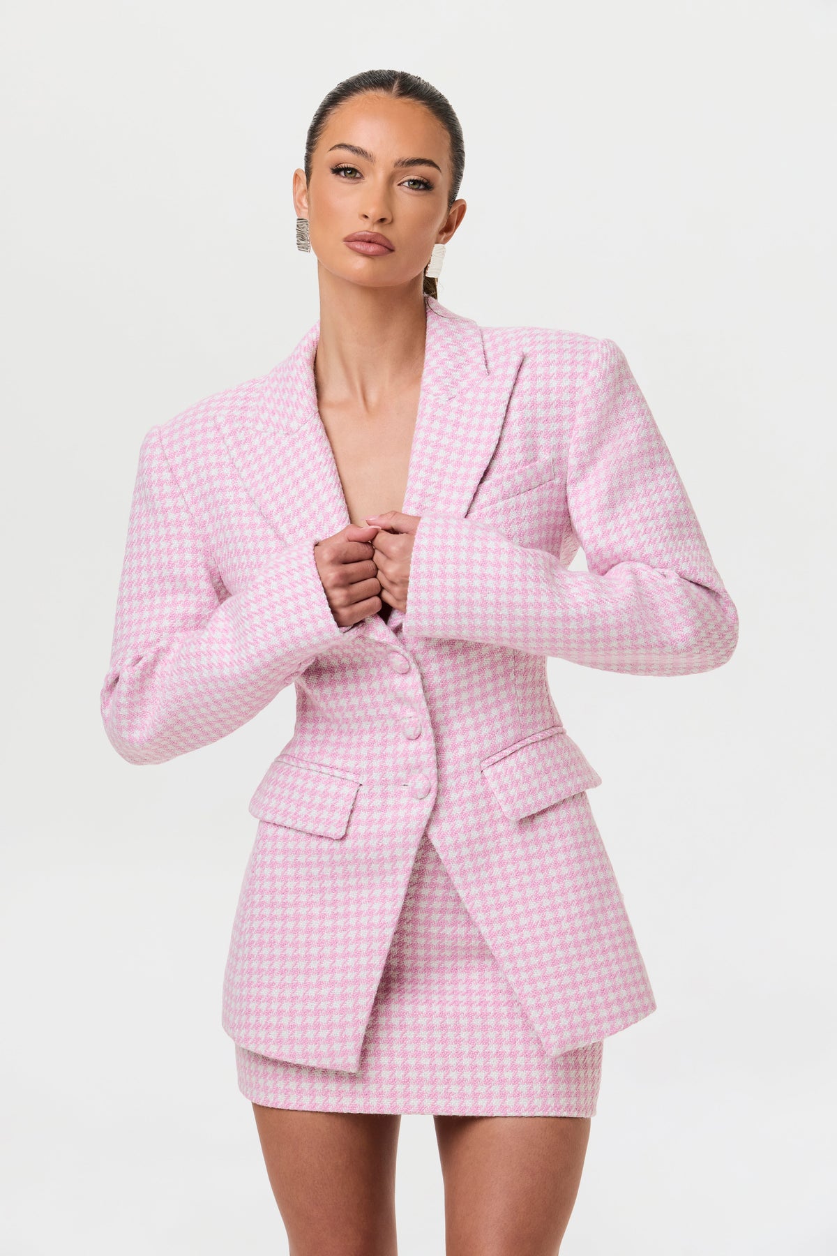 Tweed Houndstooth Mini Skirt