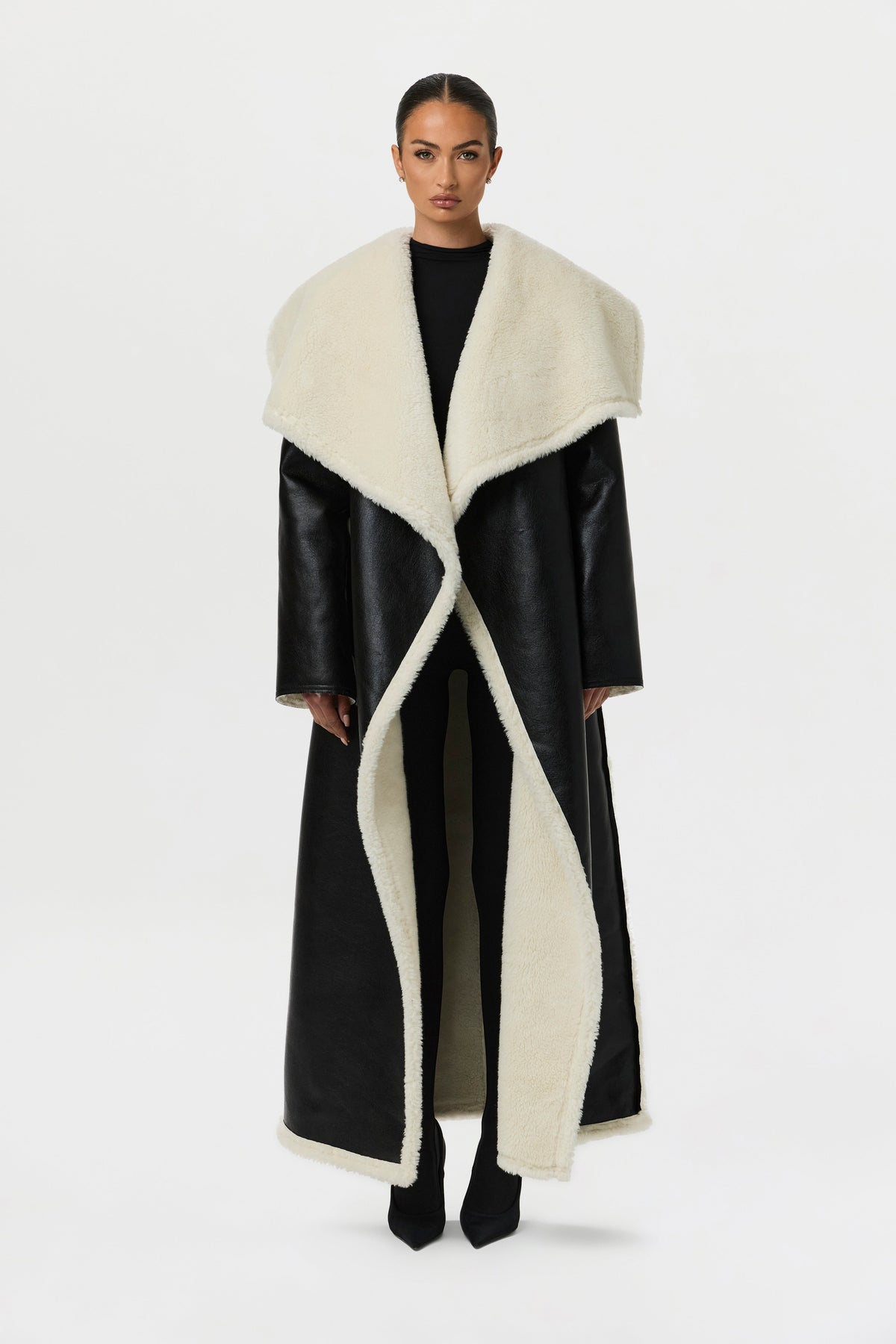 Vegan Leather Reversible Sherpa Coat