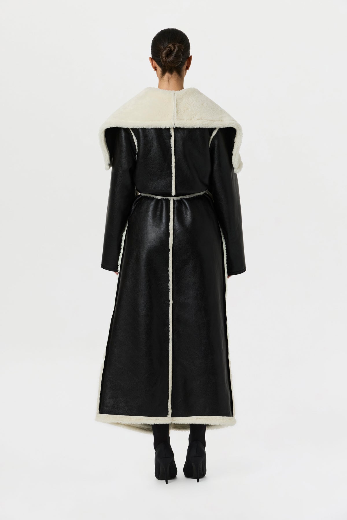 Vegan Leather Reversible Sherpa Coat
