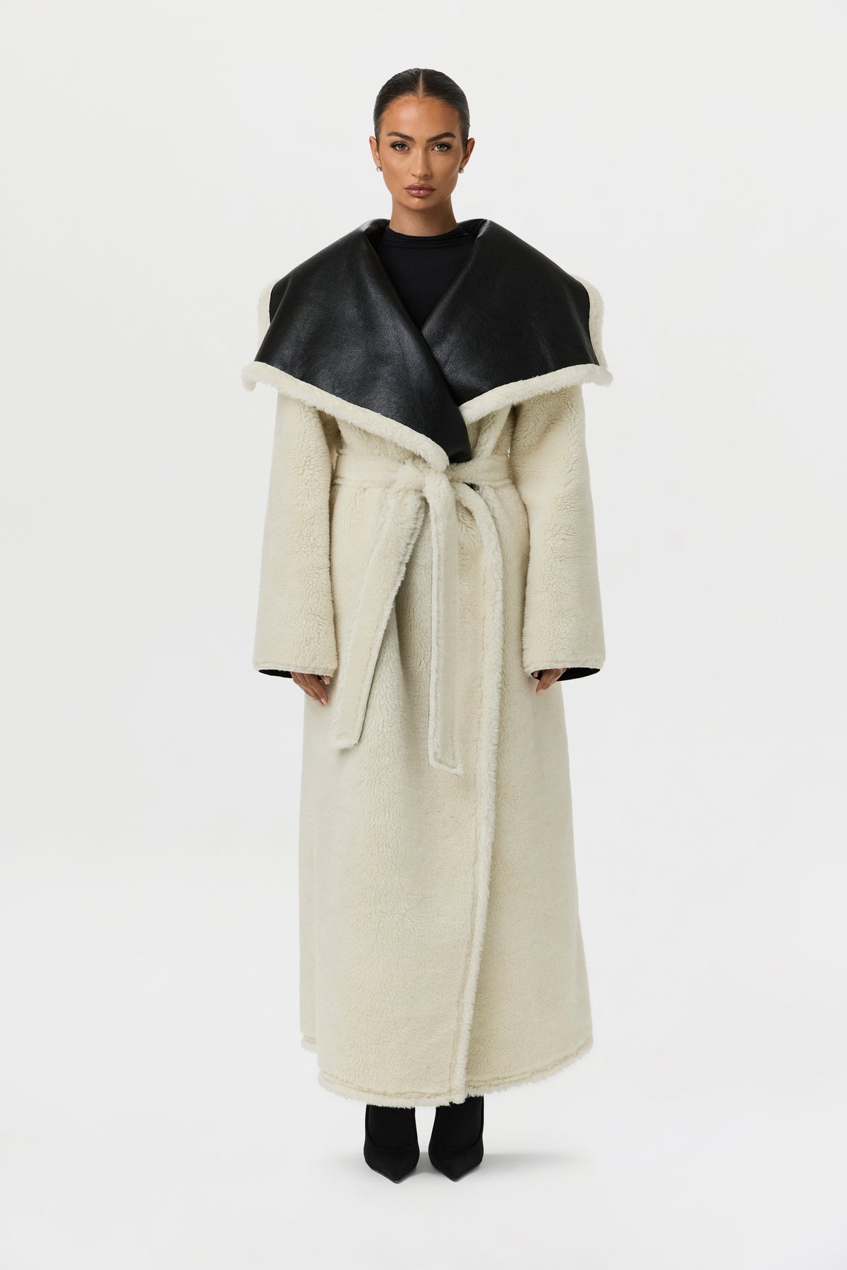 Vegan Leather Reversible Sherpa Coat