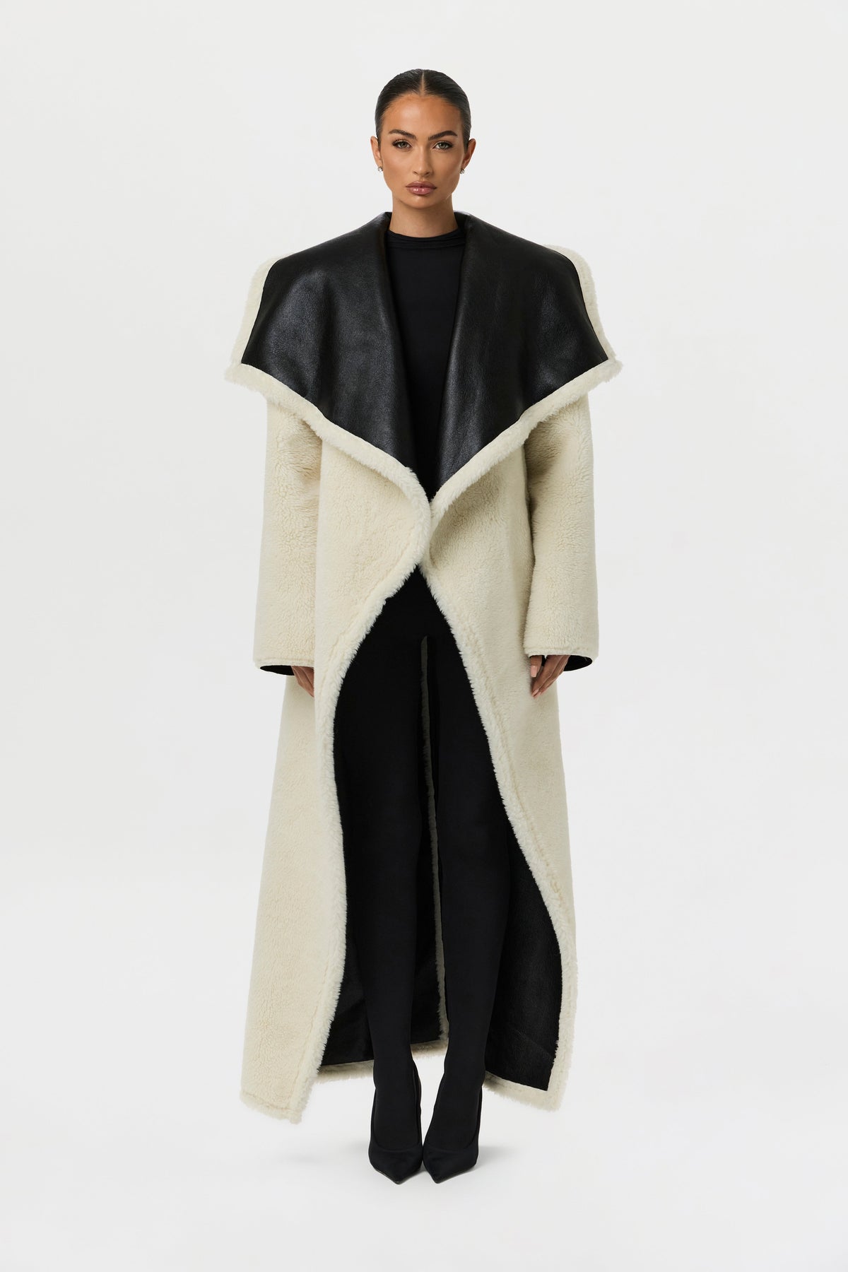 Vegan Leather Reversible Sherpa Coat