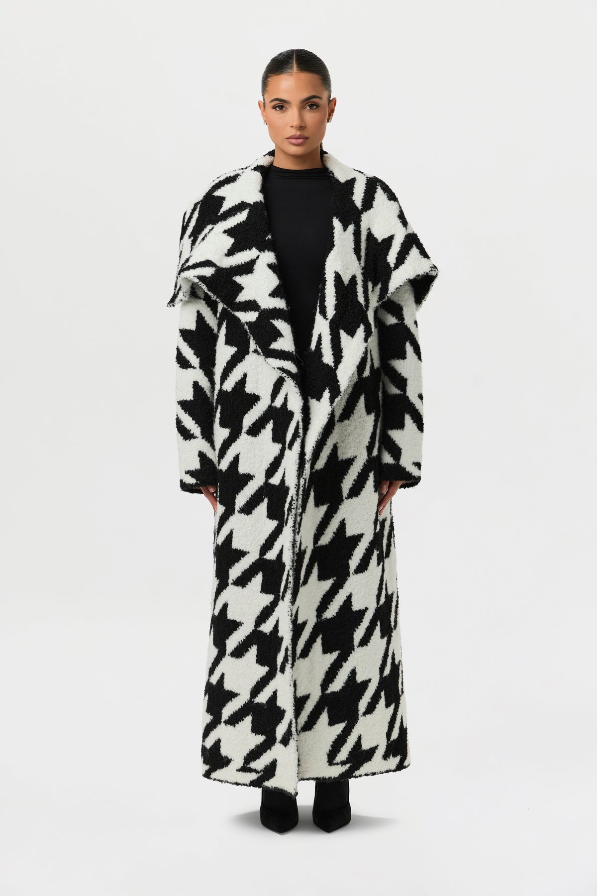 Bouclé Houndstooth Coat