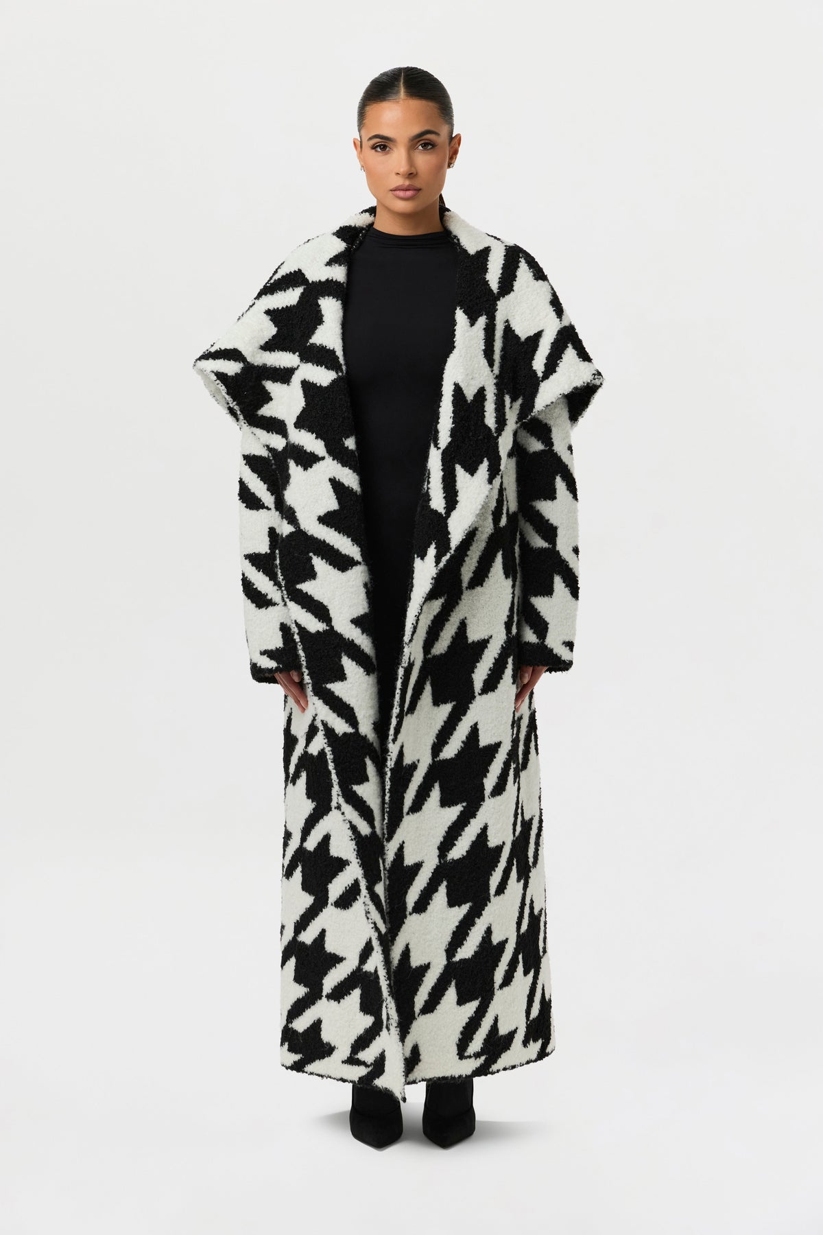 Bouclé Houndstooth Coat