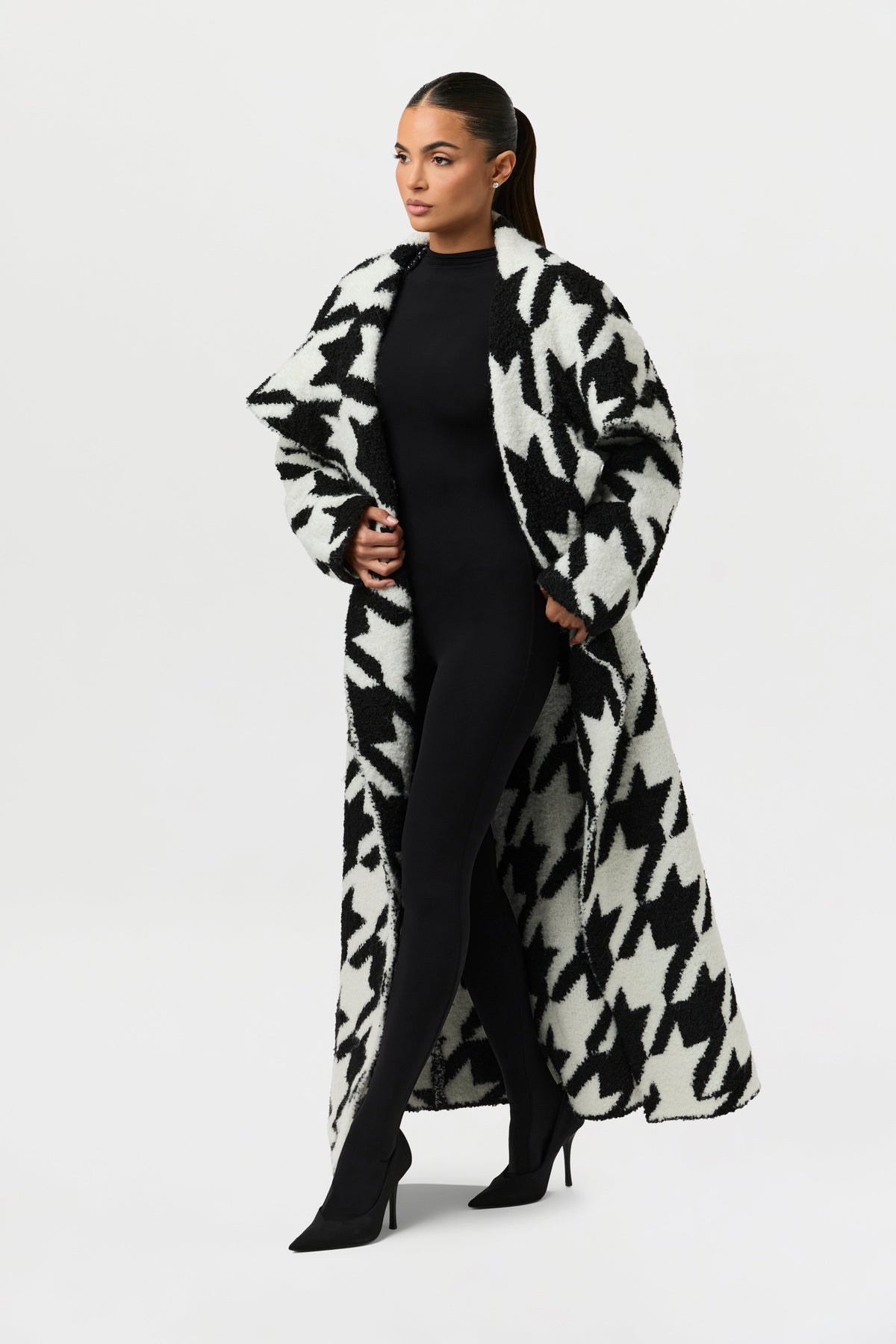 Bouclé Houndstooth Coat