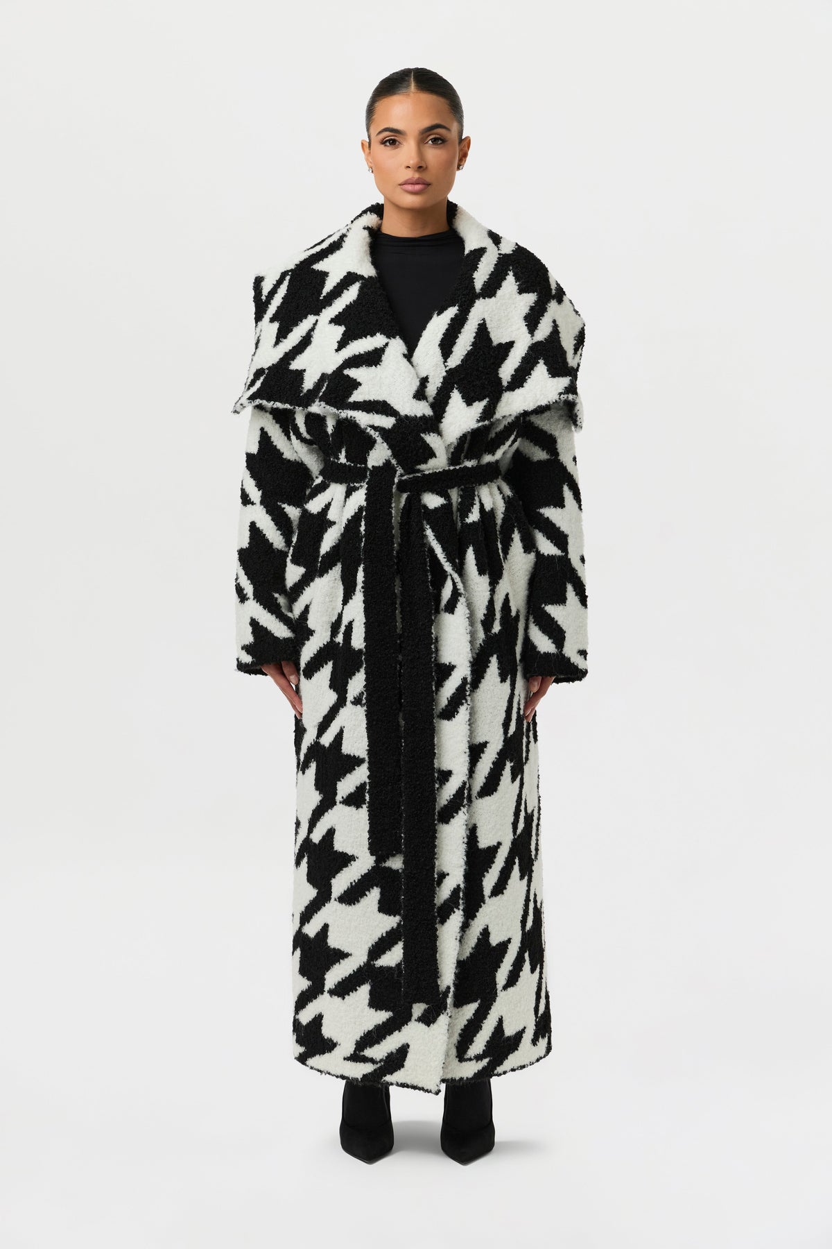 Bouclé Houndstooth Coat