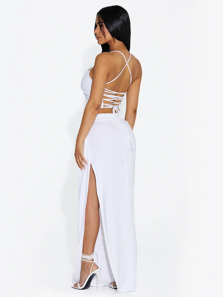 Linen High Slit Maxi Skirt