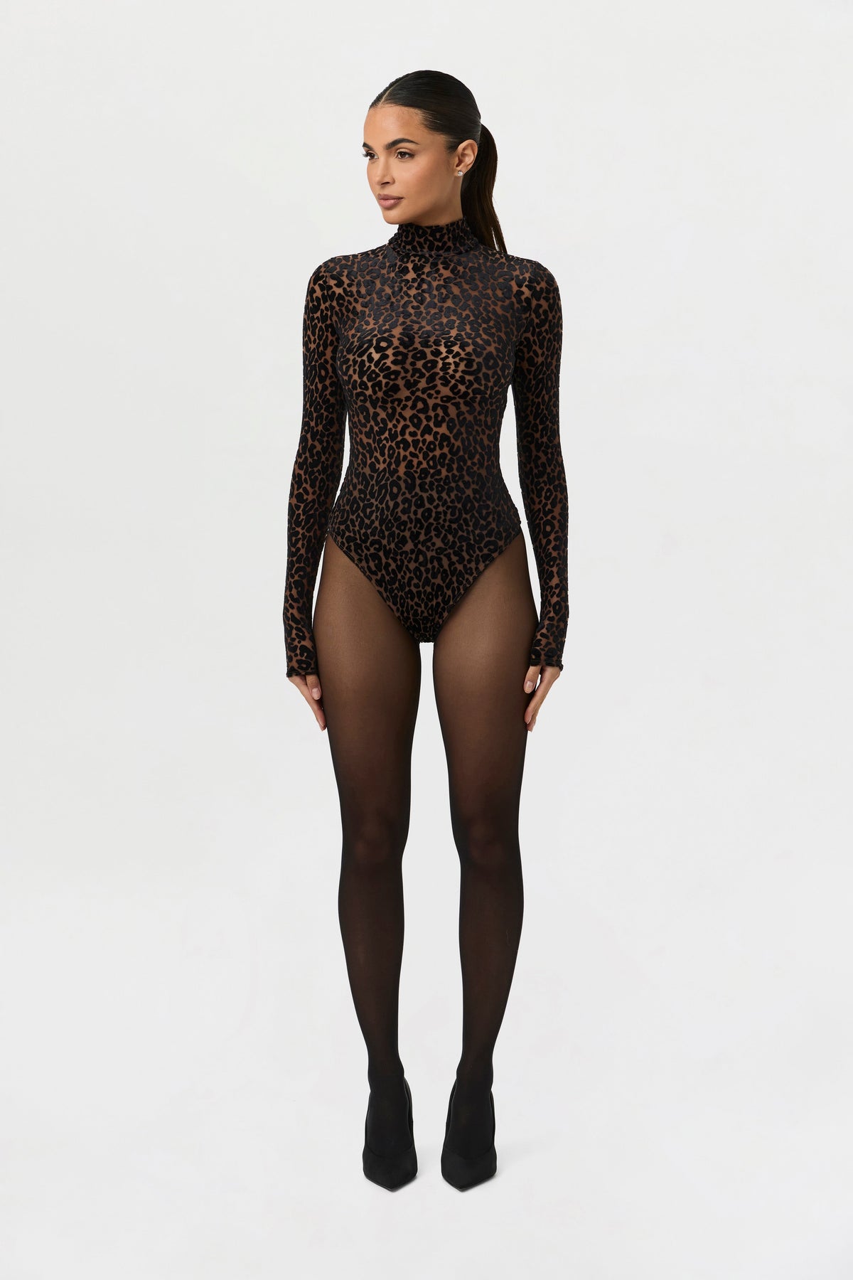 Burnout Print Turtleneck Bodysuit