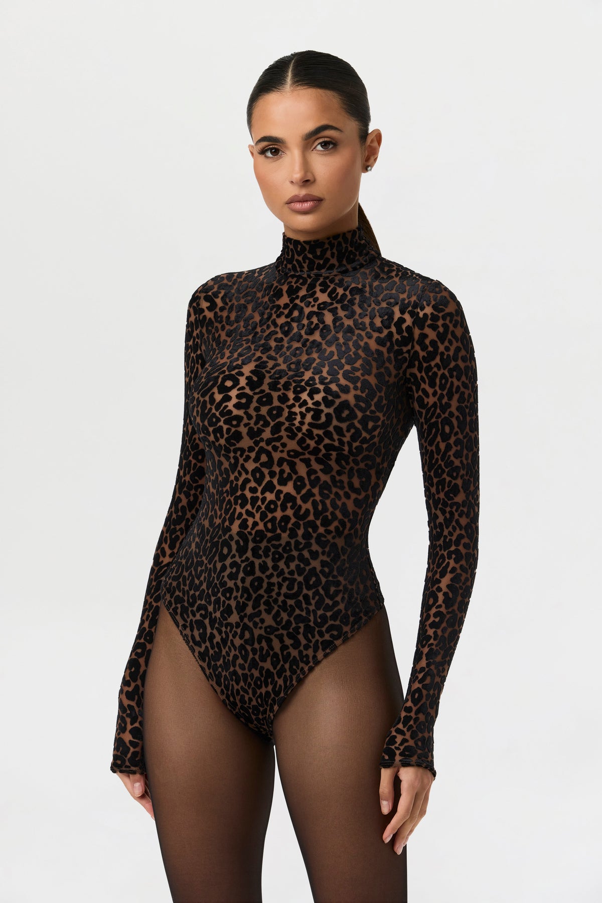 Burnout Print Turtleneck Bodysuit