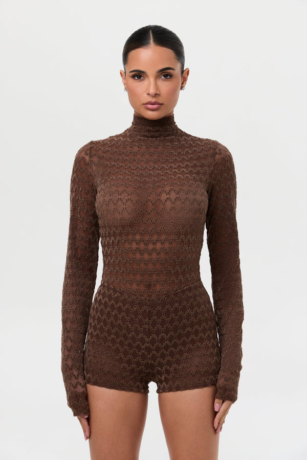 Velvet Mesh Chevron Hot Pants