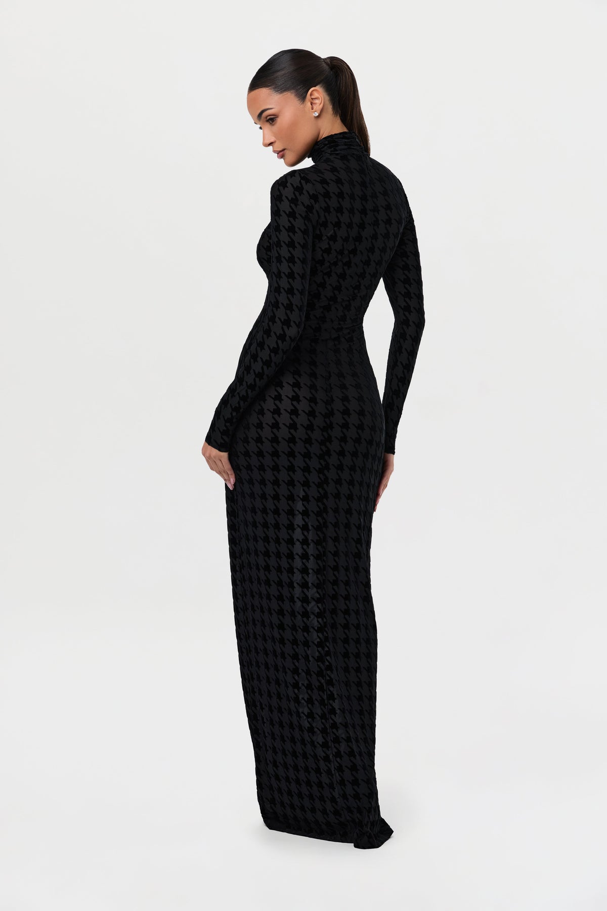 Burnout Print Turtleneck Maxi Dress
