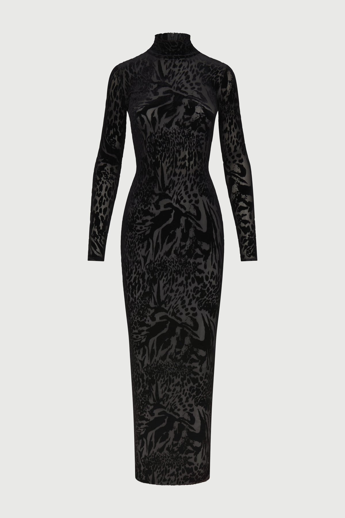 Burnout Print Turtleneck Maxi Dress