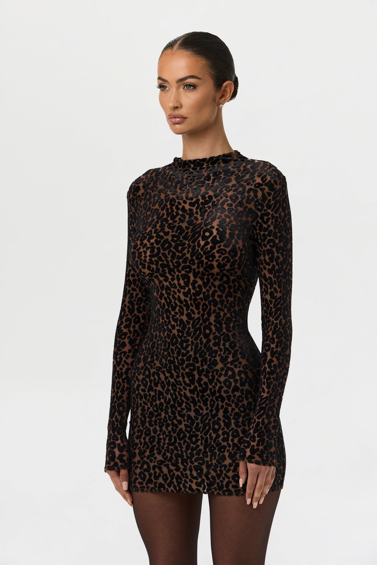 Burnout Print Mini Dress