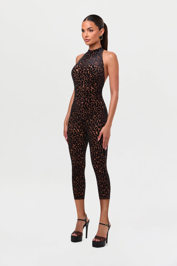 Burnout Halter Capri Jumpsuit