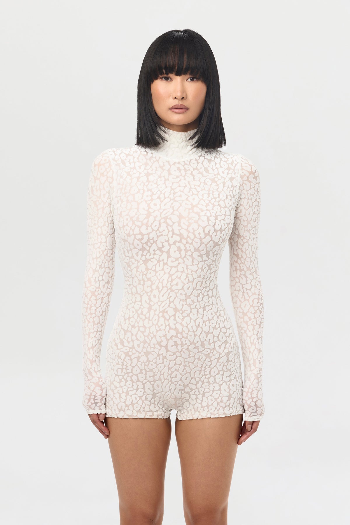 Burnout Print Turtleneck Romper