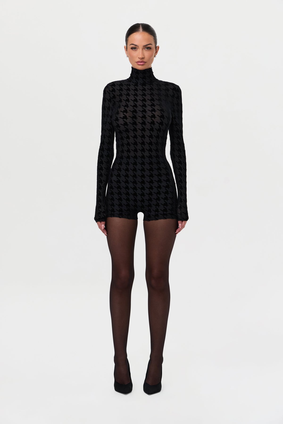 Burnout Print Turtleneck Romper