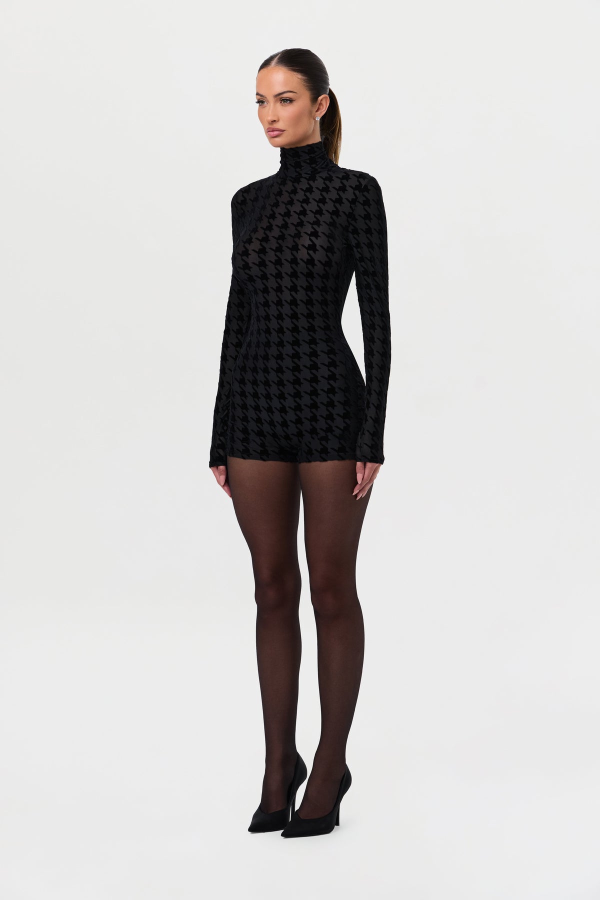 Burnout Print Turtleneck Romper