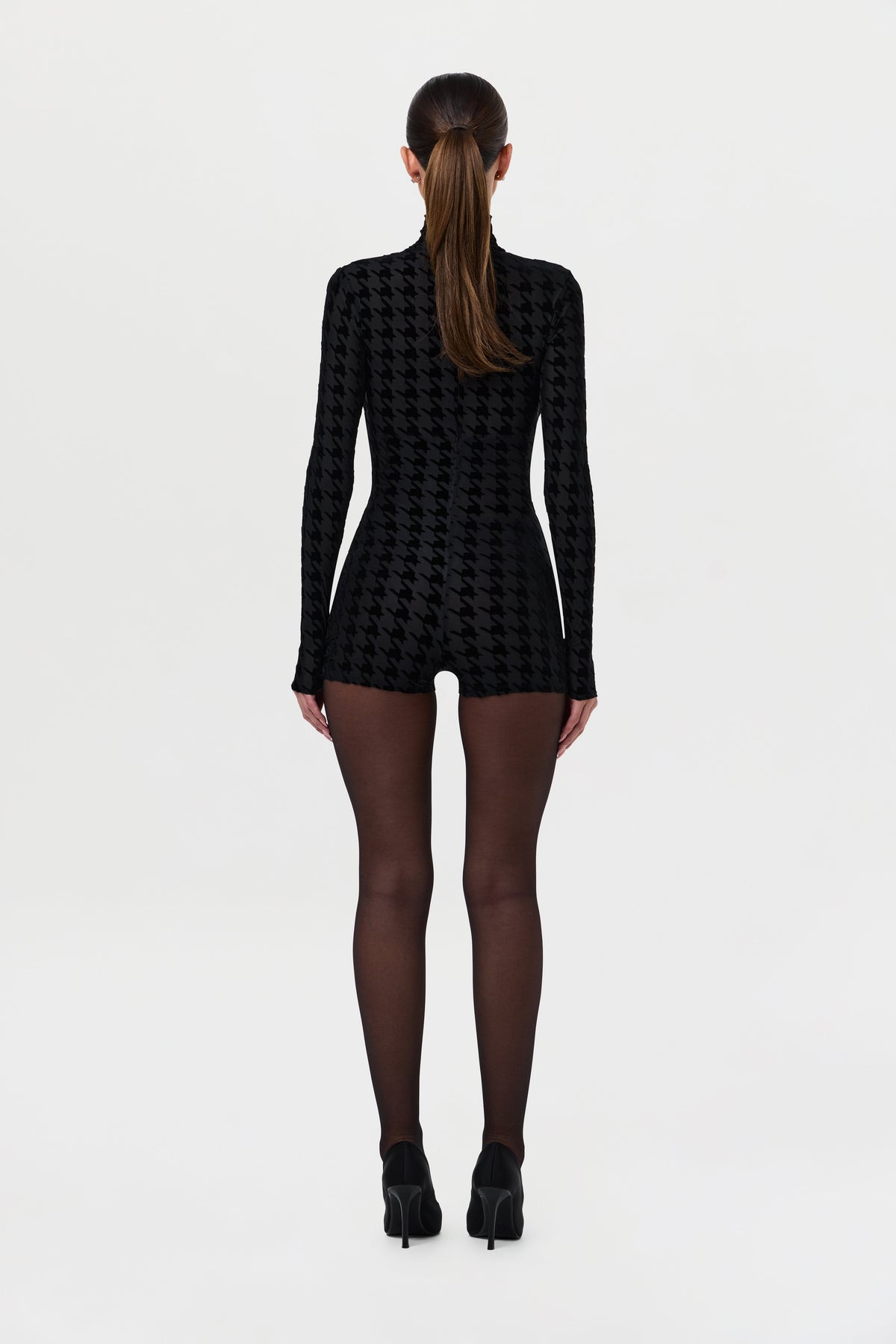 Burnout Print Turtleneck Romper