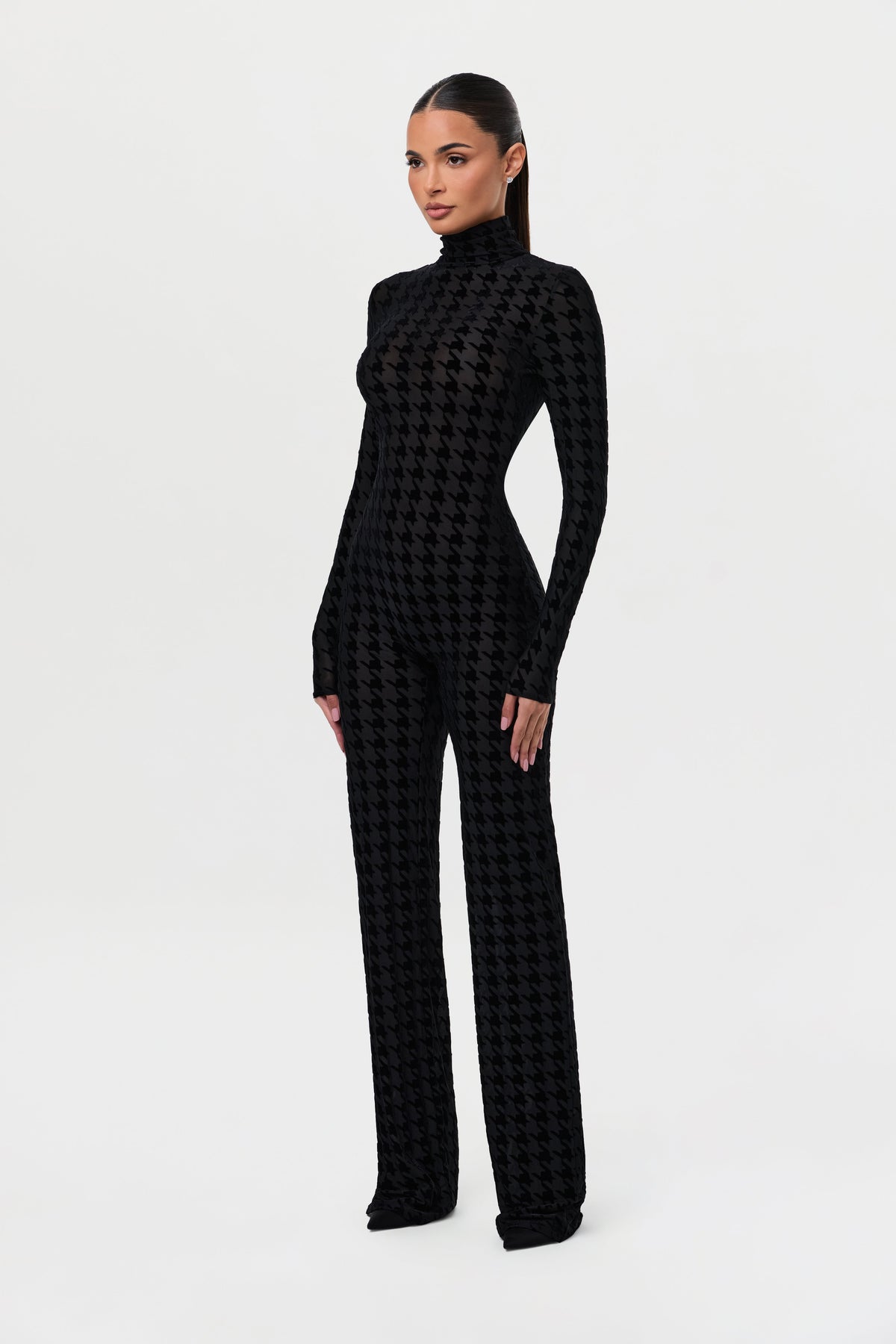 Burnout Print Turtleneck Jumpsuit