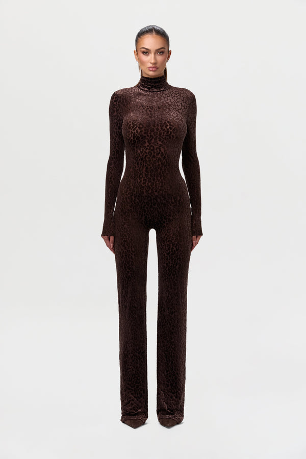 Burnout Print Turtleneck Jumpsuit