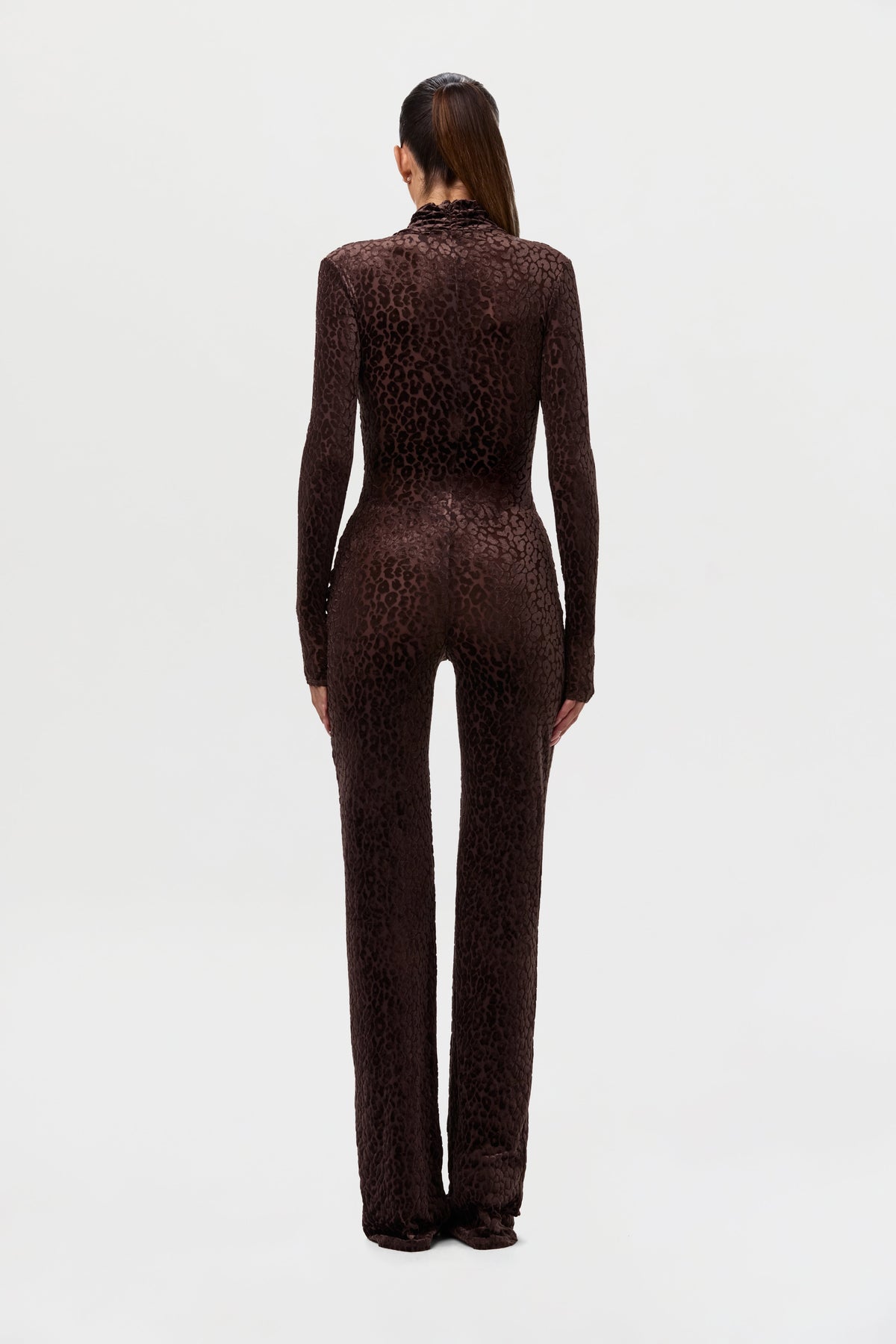 Burnout Print Turtleneck Jumpsuit