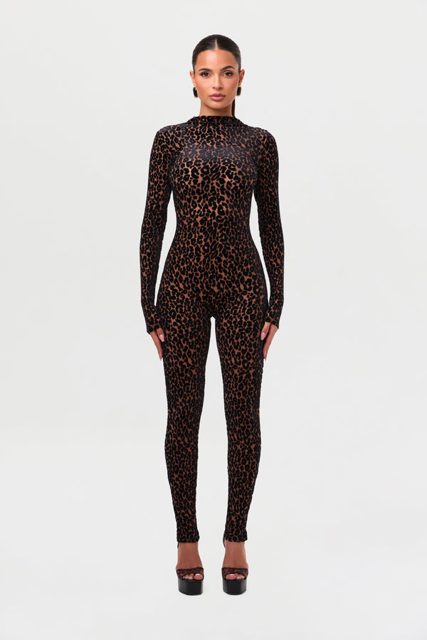 Burnout Leopard Print Jumpsuit