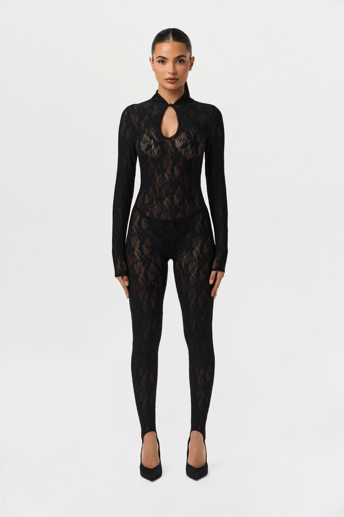 Stretch Lace Stirrup Jumpsuit Petite