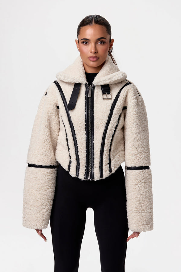 Reversible Vegan Leather Sherpa Jacket