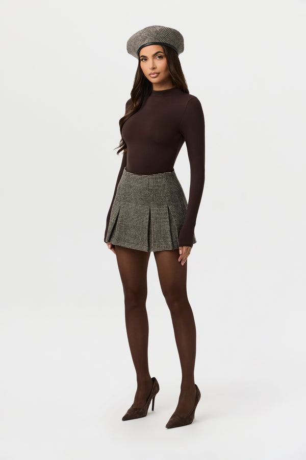 Suiting Pleated Plaid Mini Skirt
