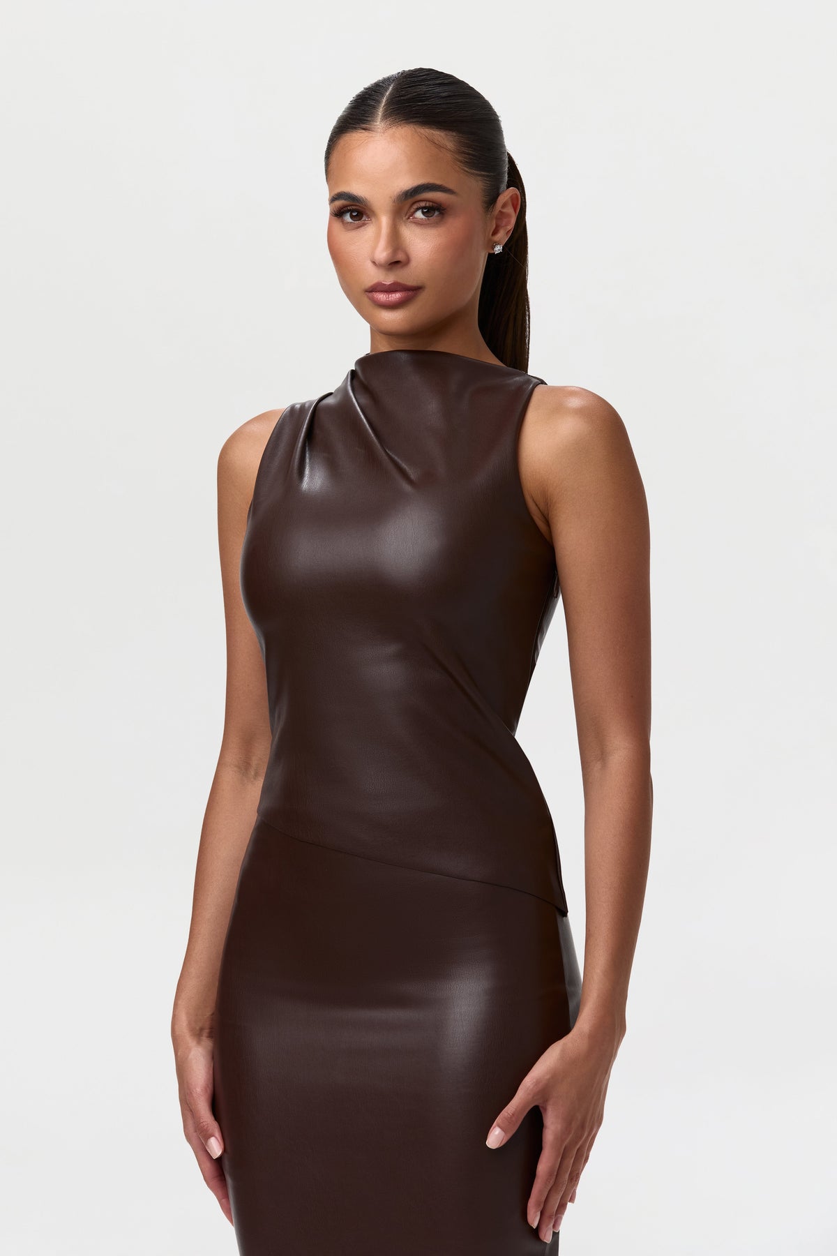 Vegan Leather Sleeveless Top