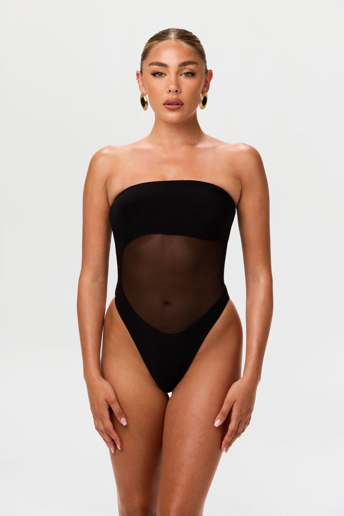 Mesh Tube Contrast Swimsuit