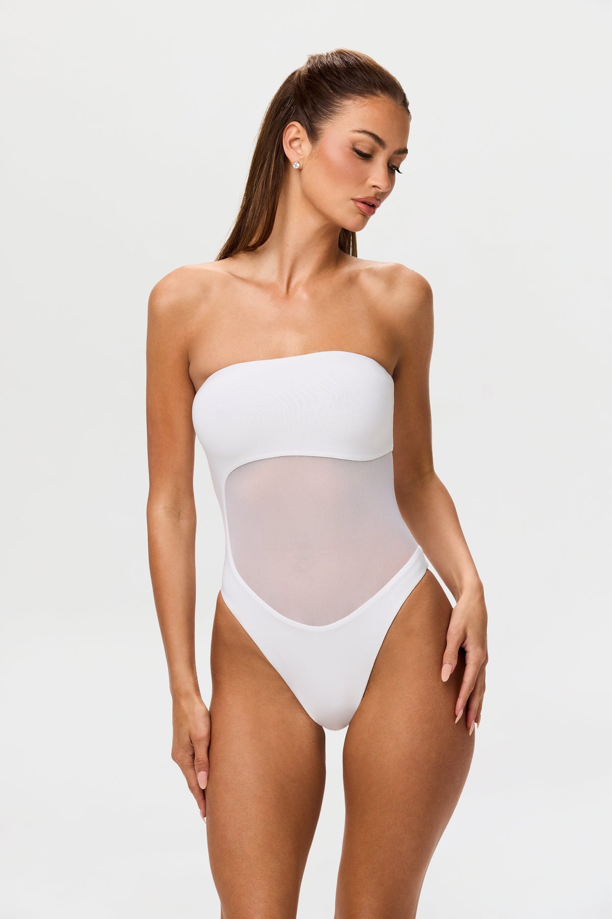 Mesh Tube Contrast Swimsuit