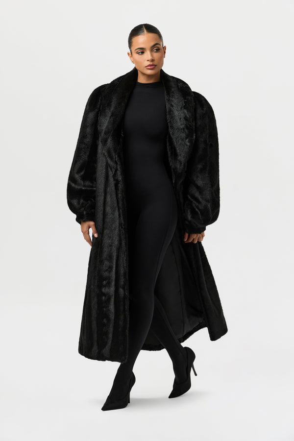 Faux Mink Long Coat