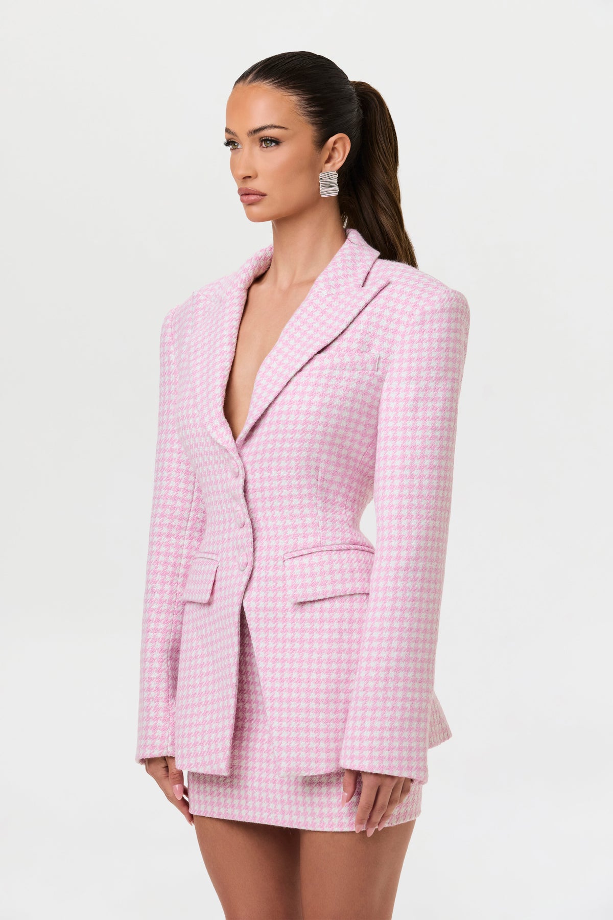 Tweed Houndstooth Mini Skirt