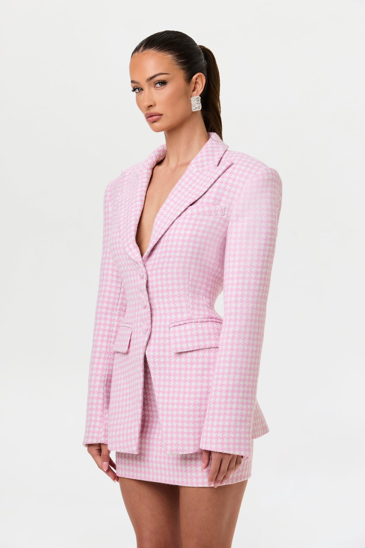 Tweed Houndstooth Mini Skirt