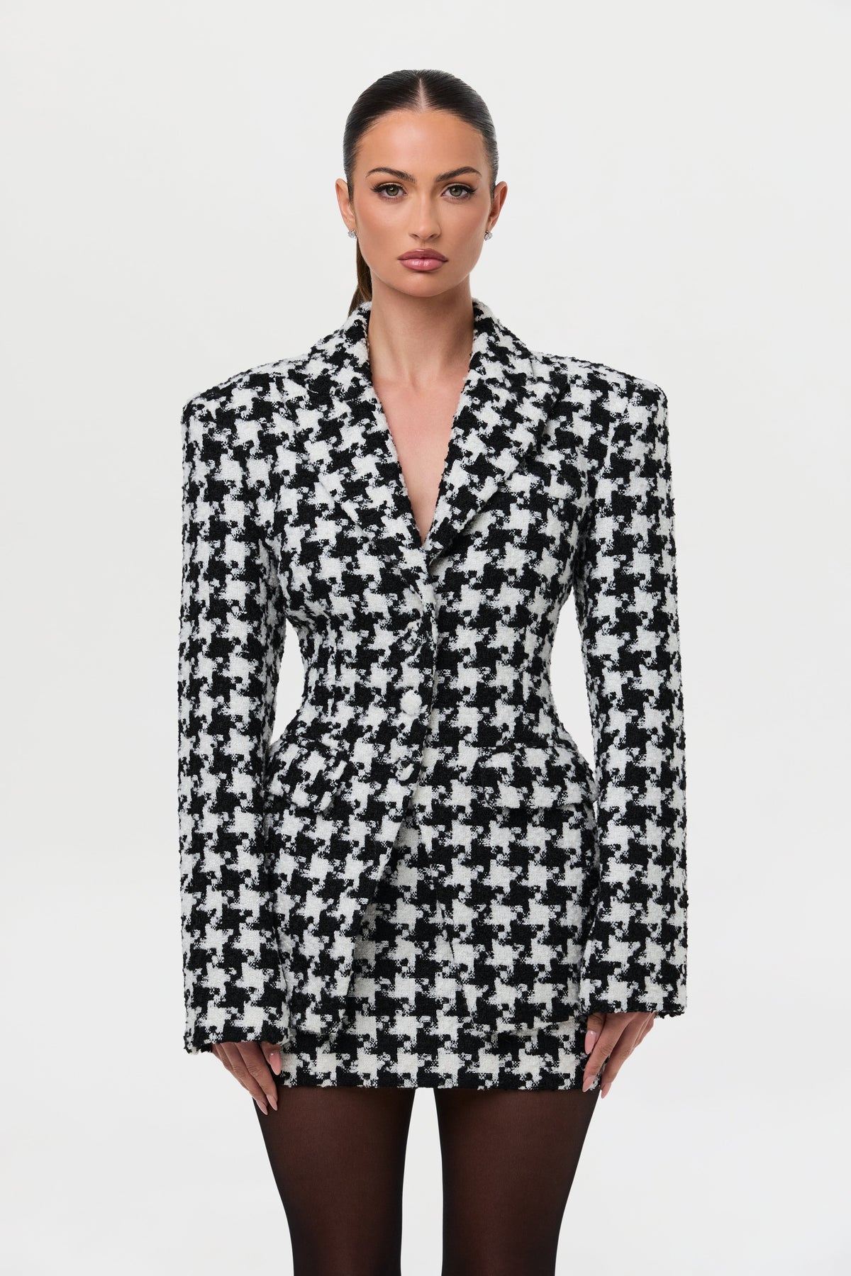 Tweed Houndstooth Mini Skirt